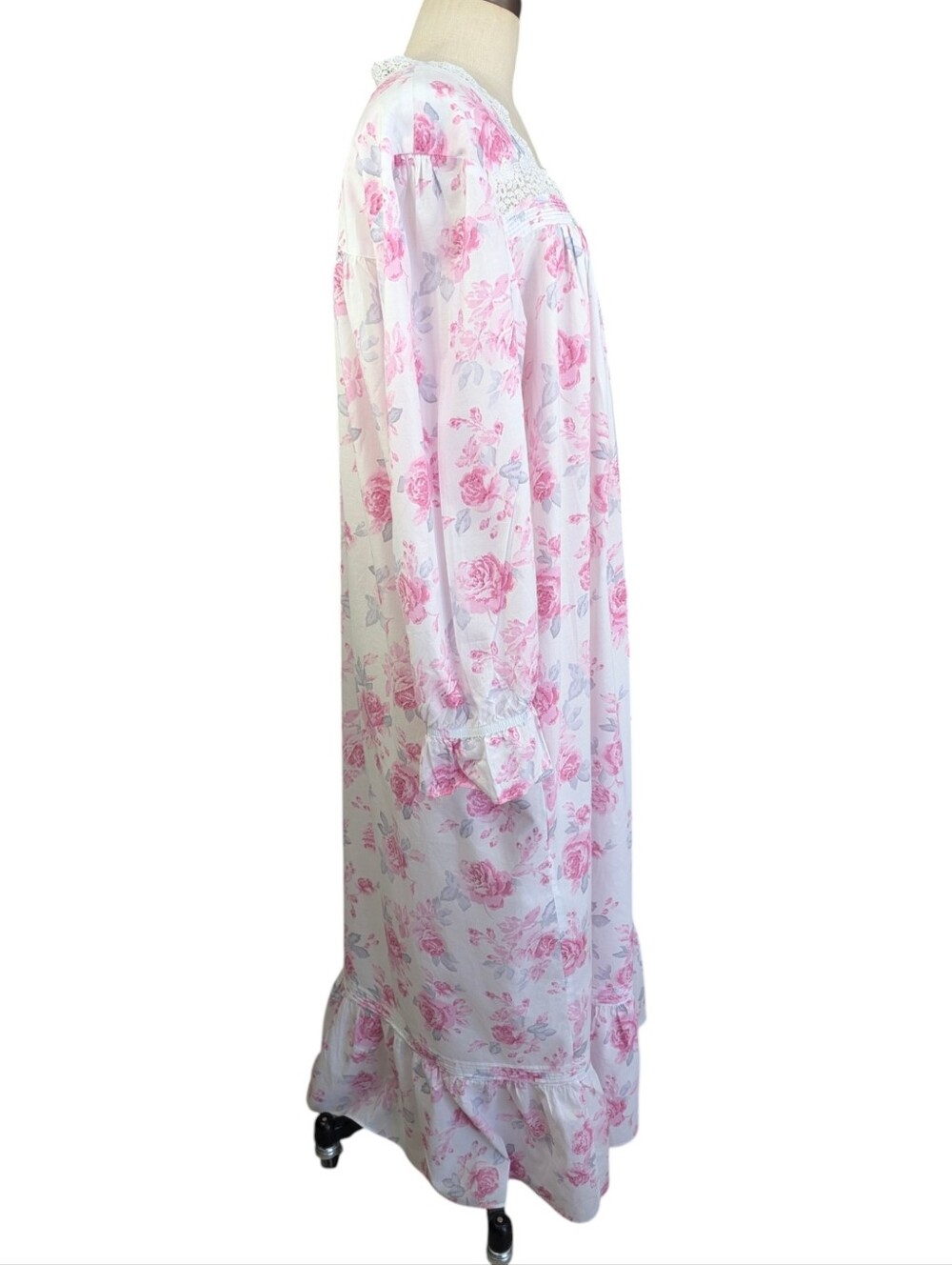 EILEEN WEST Cotton Floral Lace-Trim Button Front Traditional  Nightgown. XL - Picture 6 of 16